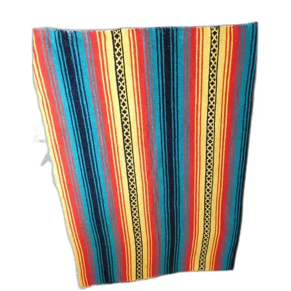 Mexican Woven Blanket Southwestern Striped Colors 74 in. X 52 Large Throw - Picture 8 of 8